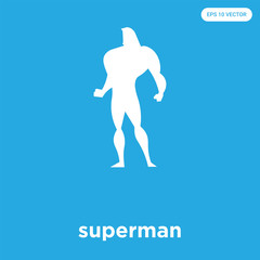 superman icon isolated on blue background