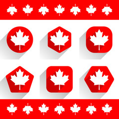 Canadian maple leaf on shapes in flat style