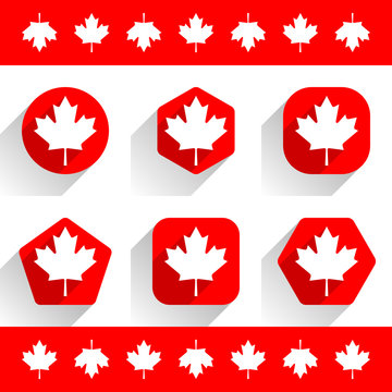 Canadian maple leaf on shapes in flat style