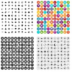 100 weather icons set vector in 4 variant for any web design isolated on white