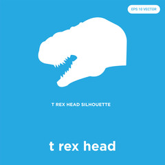 t rex head icon isolated on blue background