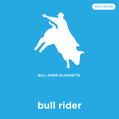 bull rider icon isolated on blue background