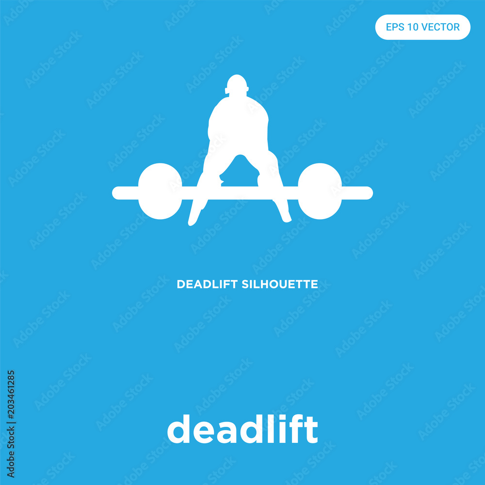 Wall mural deadlift icon isolated on blue background