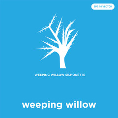 weeping willow icon isolated on blue background