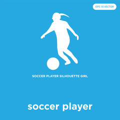 soccer player icon isolated on blue background