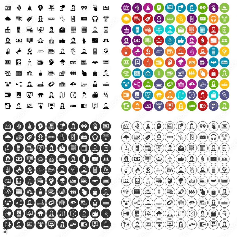 Aufkleber 100 webinar icons set vector in 4 variant for any web design isolated on white