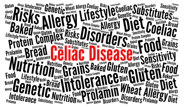 Celiac disease word cloud illustration