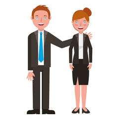 Obraz premium business couple avatars characters vector illustration design