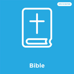 Bible icon isolated on blue background