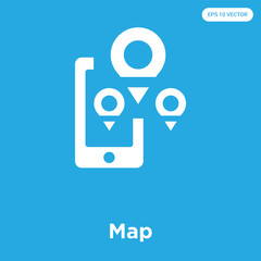 Map icon isolated on blue background
