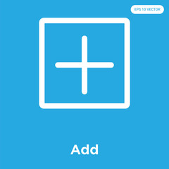 Fototapeta premium Add icon isolated on blue background