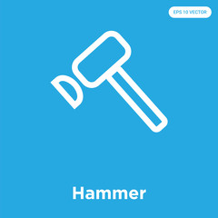 Hammer icon isolated on blue background