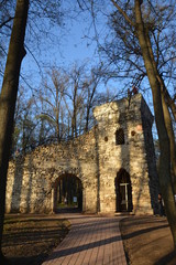 Park alley walkway pathway trees spruce birch sky grove forest blue green grass flora nature landscape stones arch building greenery oxygen lantern bridge lake season sunset