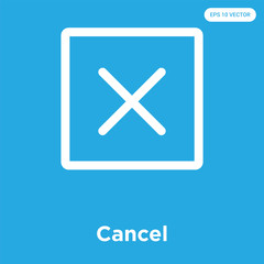 Cancel icon isolated on blue background
