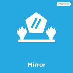Mirror icon isolated on blue background