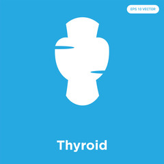 Thyroid icon isolated on blue background
