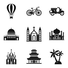 Cultural distinction icons set. Simple set of 9 cultural distinction vector icons for web isolated on white background