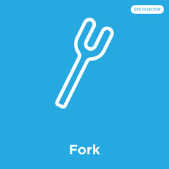 Fork icon isolated on blue background