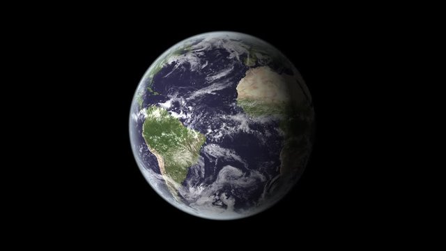 Realistic Earth Rotating 1 on Transparent Background