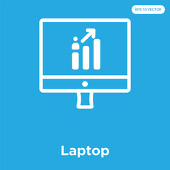 Laptop icon isolated on blue background