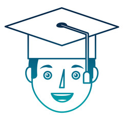 young man head with graduation hat vector illustration design