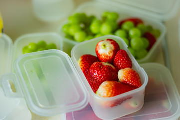 Fruits strawberries grapes
