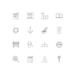 Industry linear thin icons set. Outlined simple vector icons