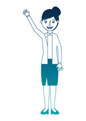 elegant businesswoman with hand up avatar character vector illustration design