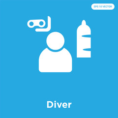 Diver icon isolated on blue background