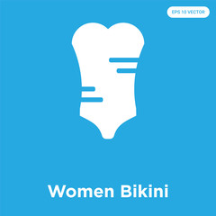 Women Bikini icon isolated on blue background