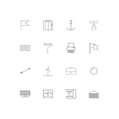 Industry linear thin icons set. Outlined simple vector icons