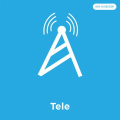 Tele icon isolated on blue background
