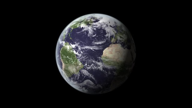 Realistic Earth Rotating 2 on Transparent Background