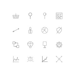 Business linear thin icons set. Outlined simple vector icons