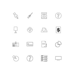 Business linear thin icons set. Outlined simple vector icons