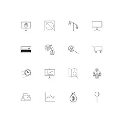 Business linear thin icons set. Outlined simple vector icons