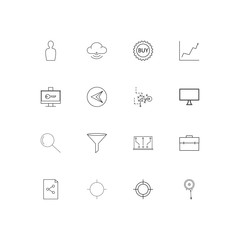 Business linear thin icons set. Outlined simple vector icons