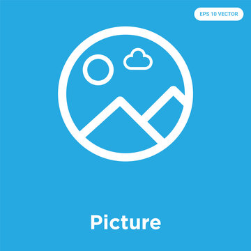 Picture icon isolated on blue background