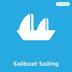 Sailboat Sailing icon isolated on blue background