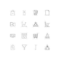 Business linear thin icons set. Outlined simple vector icons