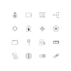 Banking, Finance And Money linear thin icons set. Outlined simple vector icons