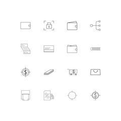 Banking, Finance And Money linear thin icons set. Outlined simple vector icons