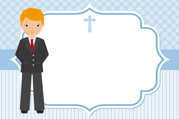 my first communion boy. space for text