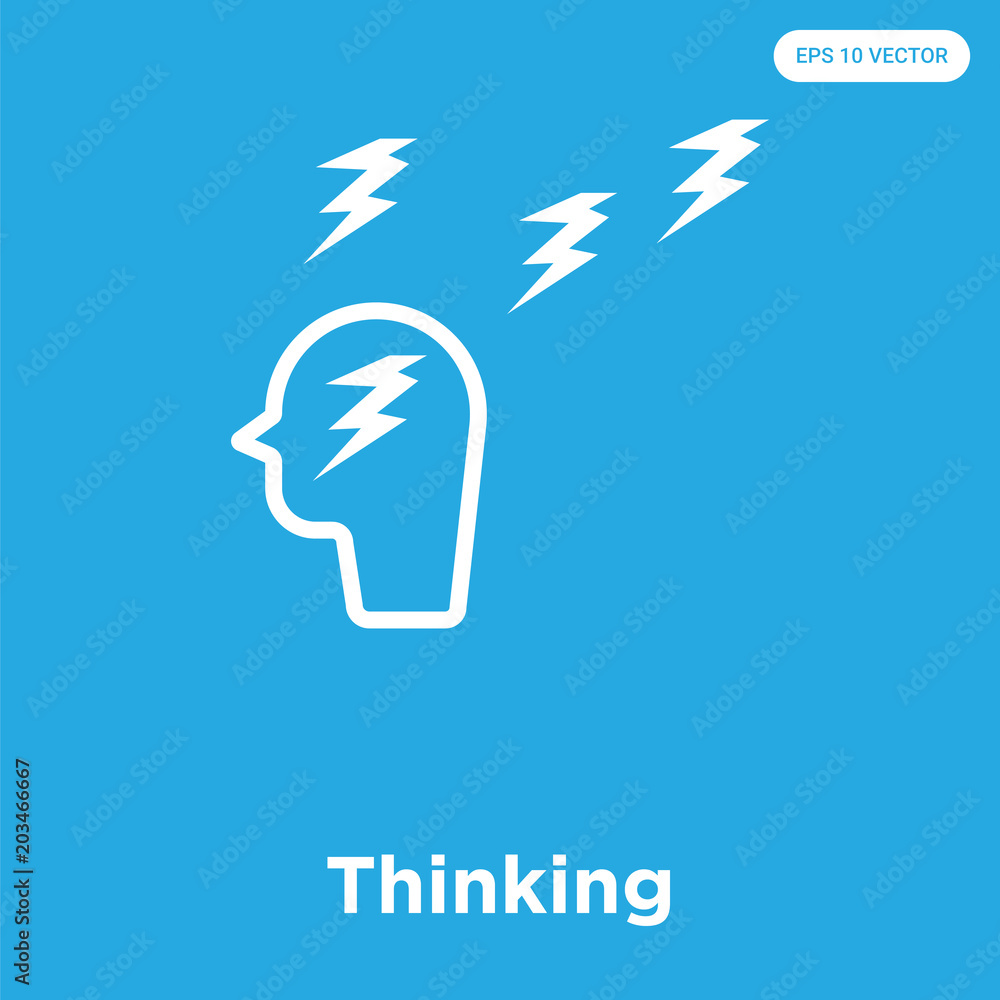 Poster Thinking icon isolated on blue background