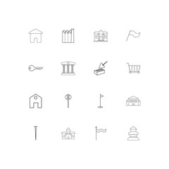 Buildings And Constructions linear thin icons set. Outlined simple vector icons
