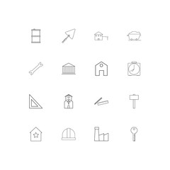 Buildings And Constructions linear thin icons set. Outlined simple vector icons