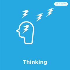 Thinking icon isolated on blue background