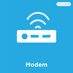 Modem icon isolated on blue background