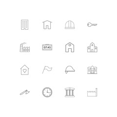 Buildings And Constructions linear thin icons set. Outlined simple vector icons