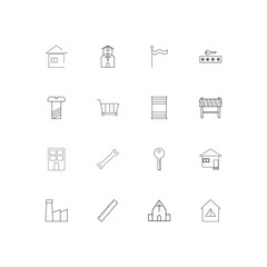Fototapeta na wymiar Buildings And Constructions linear thin icons set. Outlined simple vector icons